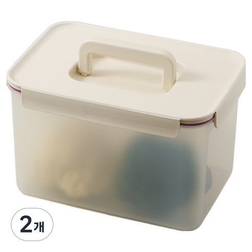 락앤락 프레쉬 프로텍트 밀폐용기 핸들형 아이보리, 2개, 6L