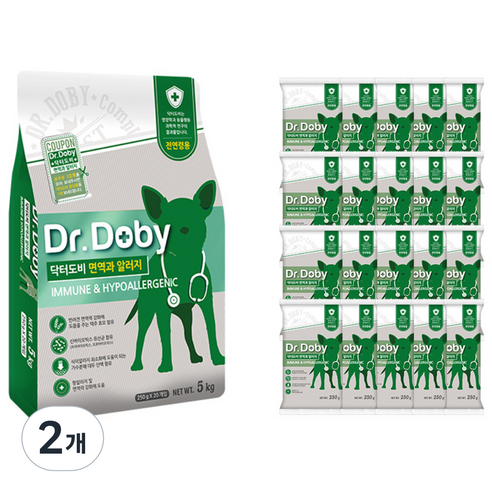 닥터도비 강아지 면역 기능성 사료, 피부/피모+알러지, 5kg, 2개
