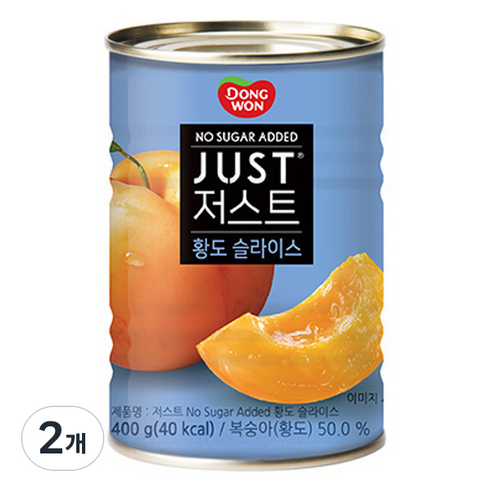 동원 저스트 노슈가 황도 슬라이스, 400g, 2개