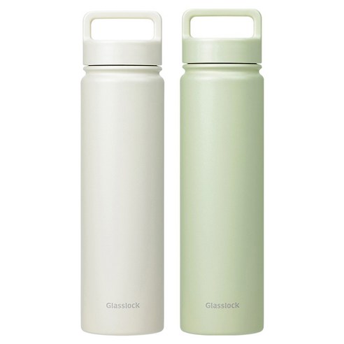 글라스락 스포티 핸들 텀블러 2p, 베이지 + 페일그린, 700ml, 1세트