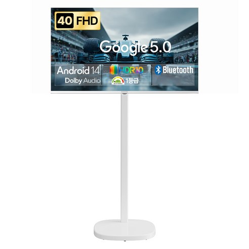 창홍 FHD LED 스마트 돌비 AI 구글 5.0 TV + 이동식 스텐드 화이트 세트, CH401FHD(TV), CH22-241L-W-C(스탠드), 단순배송상품, 이동형 스탠드, 102cm(40인치)