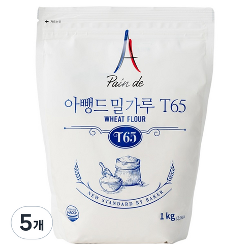 아뺑드 밀가루 T65, 5개, 1kg