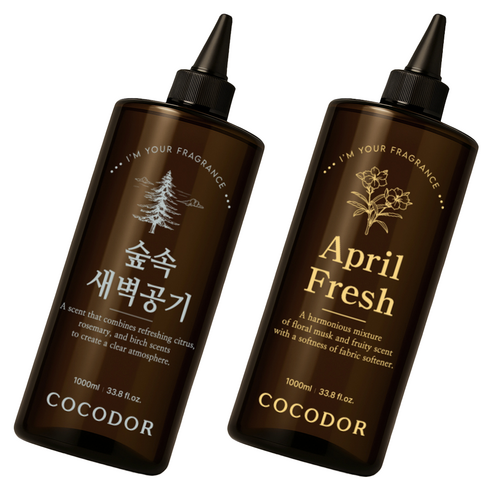 코코도르 디퓨저 리필액, 숲속새벽공기1, 에이프릴프레쉬1, 1L, 2개