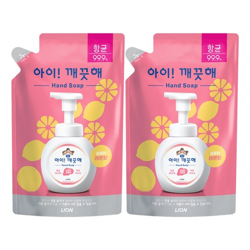 아이깨끗해 핸드워시 리필 레몬향, 450ml, 2개