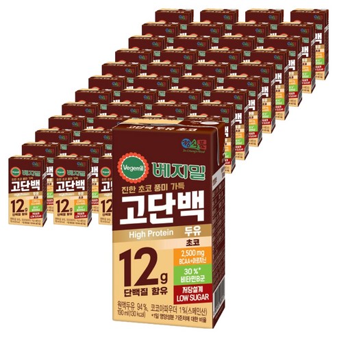 베지밀 고단백 두유 초코, 190ml, 48개
