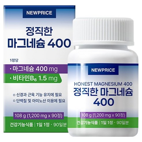뉴프라이스 정직한 마그네슘 400 108g, 1개, 90정