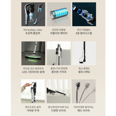 아이룸 스마트픽 무선청소기 W9 PRO 후기 분석 - 다양한 구성품 및 노즐 세트