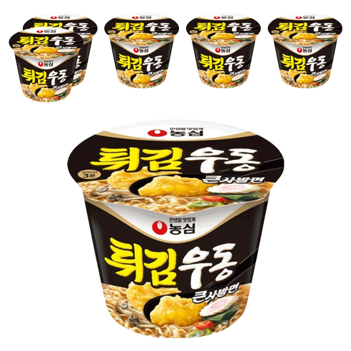 농심 튀김우동 큰사발면 111g, 6개