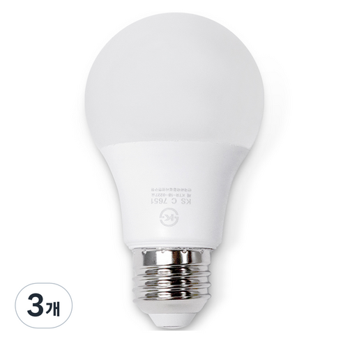 두영 LED 전구 9W, 주광색, 3개