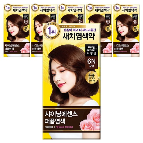 미쟝센 올뉴 샤이닝에센스 퍼퓸 염색제, 6N갈색, 6개