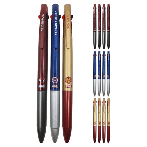 1977아토 마블 캐릭터 3색 볼펜 0.7mm, 랜덤 발송, 15개