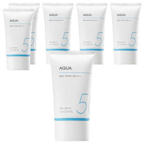 미샤 올 어라운드 세이프 블록 아쿠아 선크림 SPF50+ PA++++ 50ml × 6개