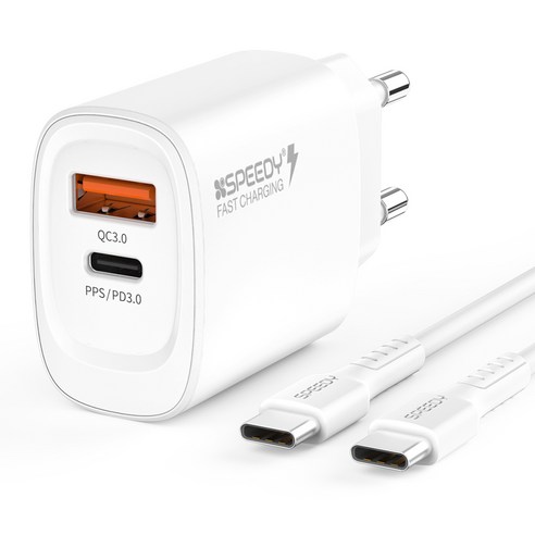 스피디 Gan 25W 2포트 PPS 초고속 충전기 + C to C 멀티 케이블