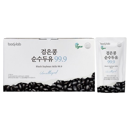 바디랩 검은콩 순수 두유 99.9, 185ml, 20개