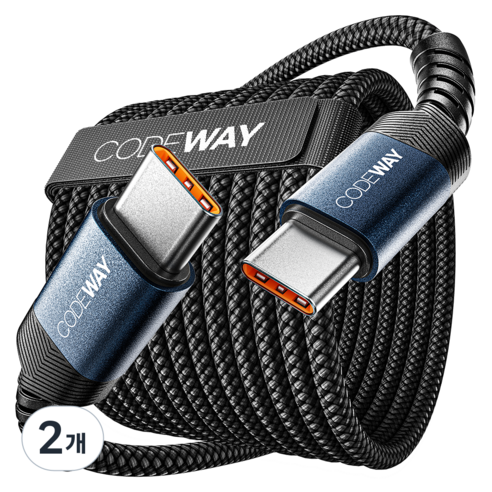 코드웨이 PD 60W C to C타입 초고속 충전케이블, 3m, 블루, 2개