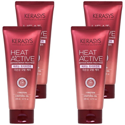 케라시스 히트 액티브 극손상 헤어 바르는 트리트먼트, 220ml, 4개