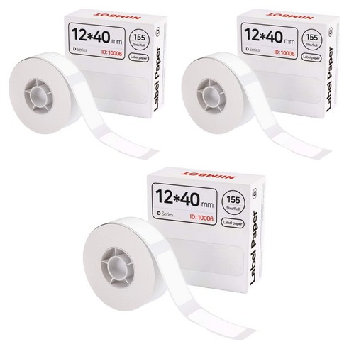 님봇 프린터 D시리즈 H1S 공용 라벨지 화이트 12 x 40 mm, 155칸, 3개