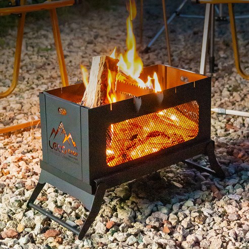 레토 접이식 불멍 프리미엄 화로대 후기 분석 - 야간 감성 불멍 샷