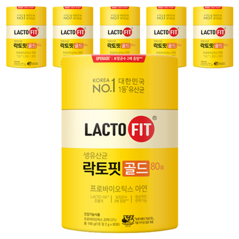 락토핏 정품 골드 80포, 160g, 6개