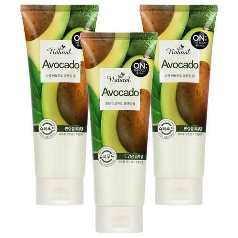 온더바디 더 내추럴 아보카도 순한 클렌징 폼, 200g, 3개