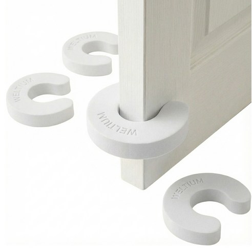 웰티움 손끼임 방지 문 닫힘 도어 쿠션, 화이트, 4개