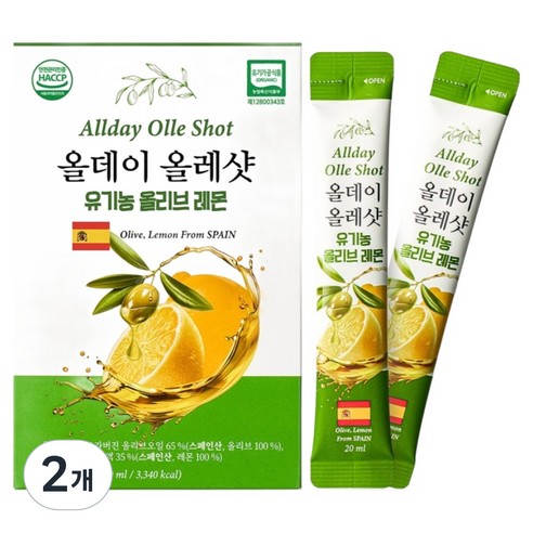 엔젯오리진 올레샷 유기농 엑스트라버진 올리브오일 레몬즙 스틱 30p, 2개, 600ml