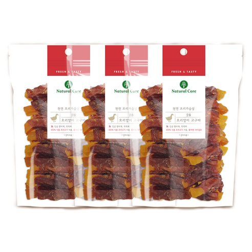 네츄럴코어 강아지 오리말이 고구마, 혼합맛(오리/고구마), 220g, 3개