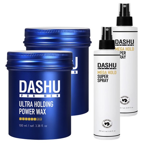 다슈 메가 홀드 슈퍼 스프레이 250ml + 울트라 홀딩 파워 헤어왁스 100ml 세트, 