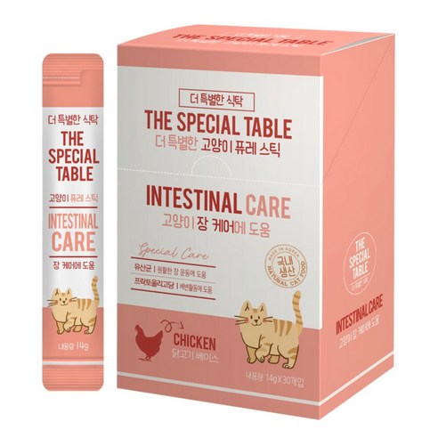 더특별한식탁 촉촉 고양이 퓨레 스틱, 장 케어, 14g, 30개 장 케어, 14g, 30개