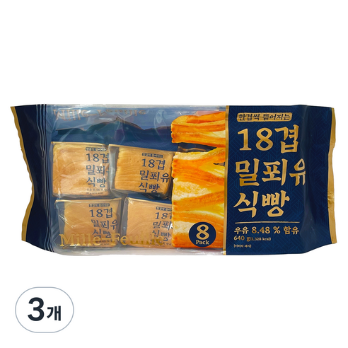 키즈웰 18겹 밀푀유 식빵, 3개, 640g
