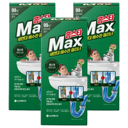 홈스타 맥스 세면대 배수관 클리너, 230ml, 3개