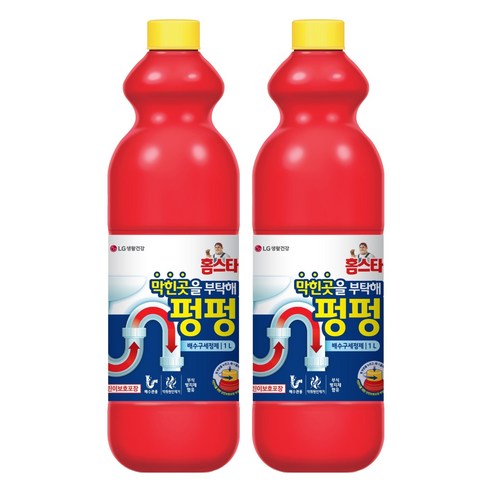 홈스타 막힌곳을 부탁해 펑펑 배수구 세정제, 1L, 2개