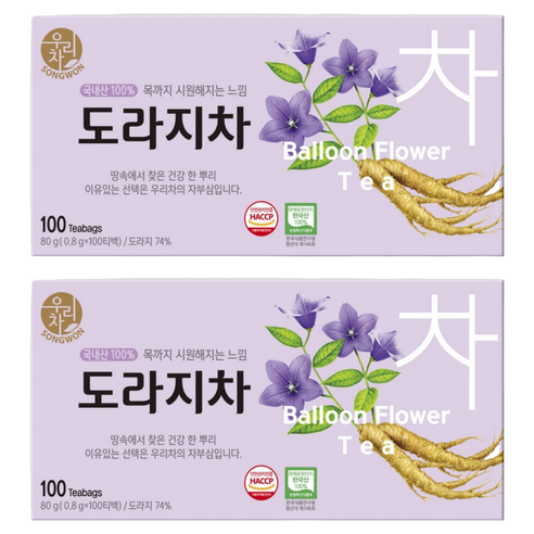 우리차 도라지차, 800mg, 100개입, 2개