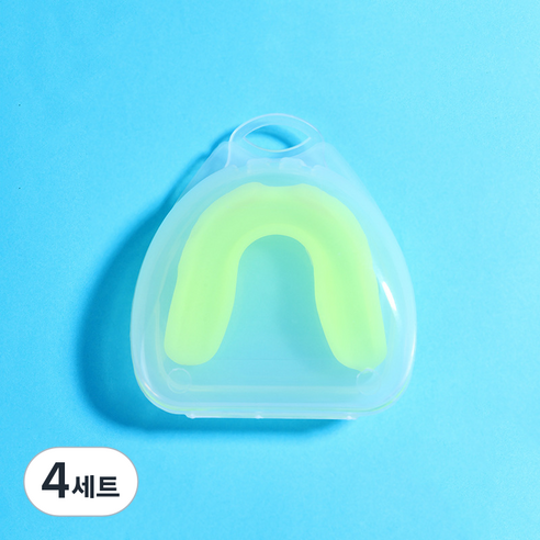리즈제이니 모던 스포츠 운동 마우스 가드 + 케이스 세트, 12 노란색(마우스 가드), 투명(케이스), 4세트