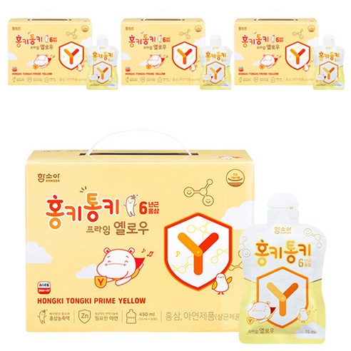 함소아 홍키통키 프라임 옐로우 유아홍삼, 450ml, 4개