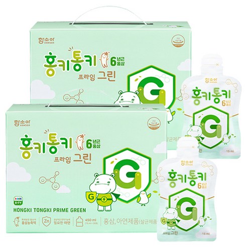 함소아 홍키통키 프라임 그린 유아홍삼, 15ml, 60개
