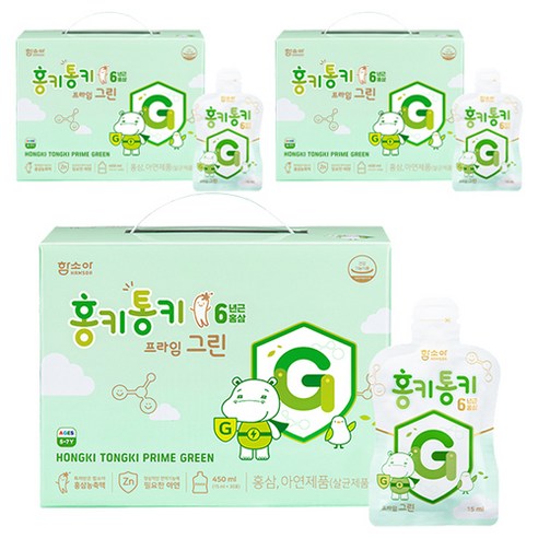 함소아 홍키통키 프라임 그린 유아홍삼, 15ml, 90개