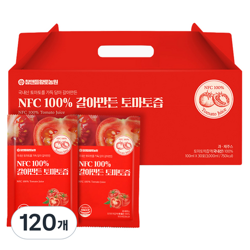 참앤들황토농원 NFC 토마토즙 100ml, 120개 맛있게 먹은 솔직 후기 - 상품 이미지 1