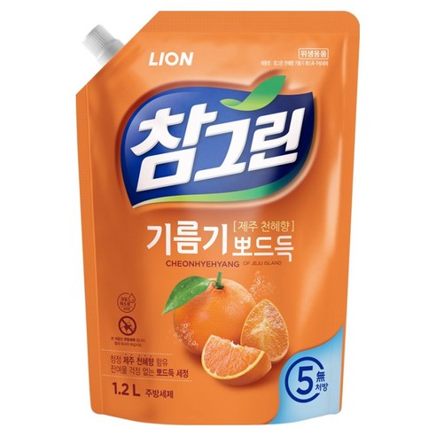 참그린 천혜향 기름기 뽀드득 주방세제 리필, 1.2L, 1개