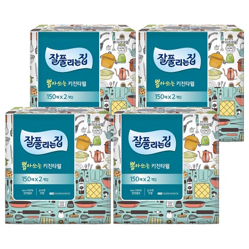 잘풀리는집 뽑아쓰는 키친타월, 150매, 8개