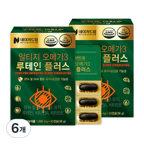 네이처드림 알티지 오메가3 루테인 플러스 영양제 36g, 30정, 6개