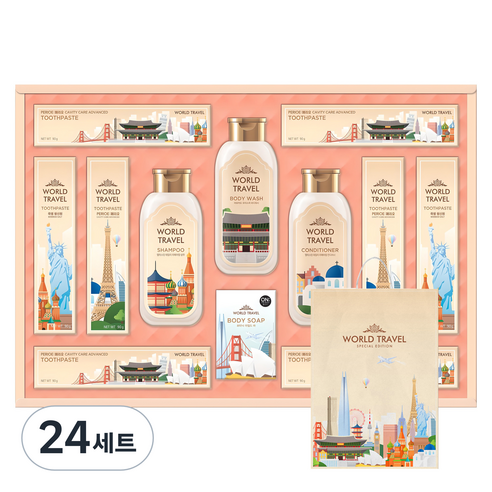 LG생활건강 월드트레블에디션 헤어바디케어 선물세트 + 쇼핑백, 24세트