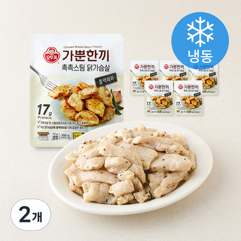 오뚜기 가뿐한끼 촉촉스팀 닭가슴살 블랙페퍼 (냉동), 100g, 2개, 6개입
