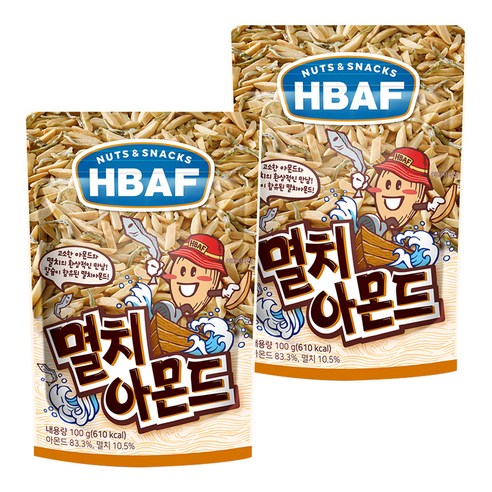 HBAF 바프 멸치 아몬드, 100g, 2개