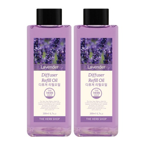 더허브샵 디퓨저 리필오일, 라벤더, 200ml, 2개