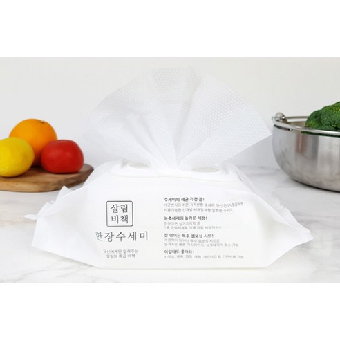 살림비책 일회용 뽑아쓰는 세제일체형 한장수세미 이미지 3