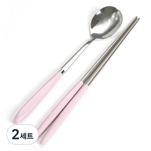 올비아 라떼라운드 수저세트, 핑키, 숟가락 + 젓가락, 2세트