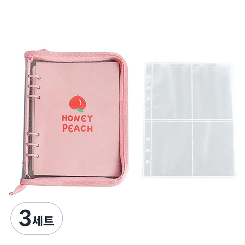 투데이리빙 포카 바인더 6공 + 4칸 양면 속지 A5 30p 세트 R99910, 핑크(R99910P), 3세트