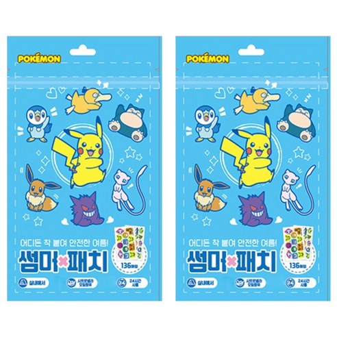 태양생활건강 포켓몬스터 모기퇴치 썸머패치 136p, 혼합색상, 2개