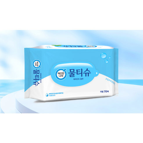 깨끗한나라 페퍼민트 블루 물티슈 리필형 70매, 10개 이미지 2